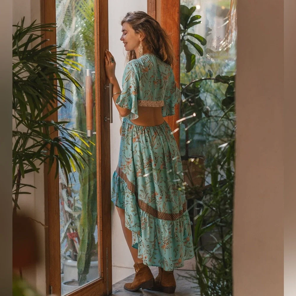 #96New Boho Summer Floral Maisie Bambi Beach Dress - Picture 2 of 8